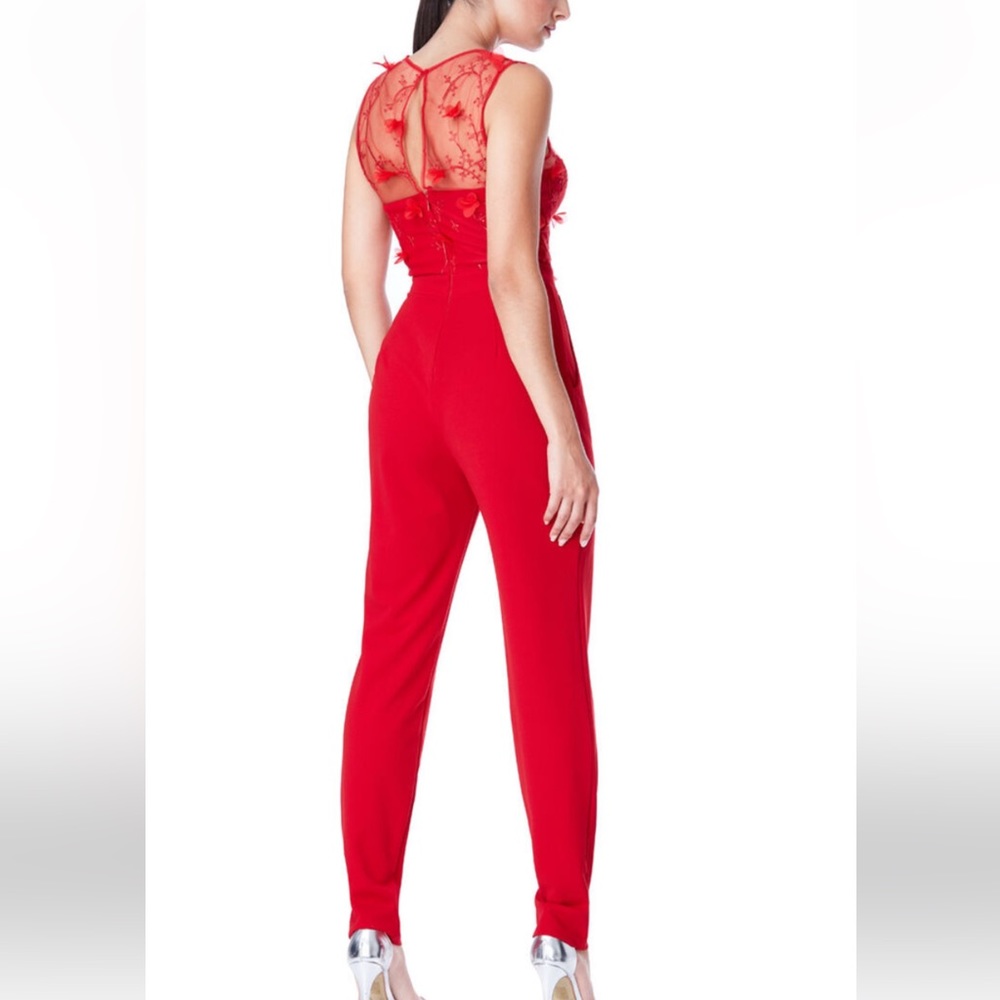 Sociology Red Lace top Neck Jumpsuit Size large